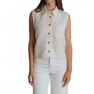 NEW LAROQUE paige collared sleeveless top in bone